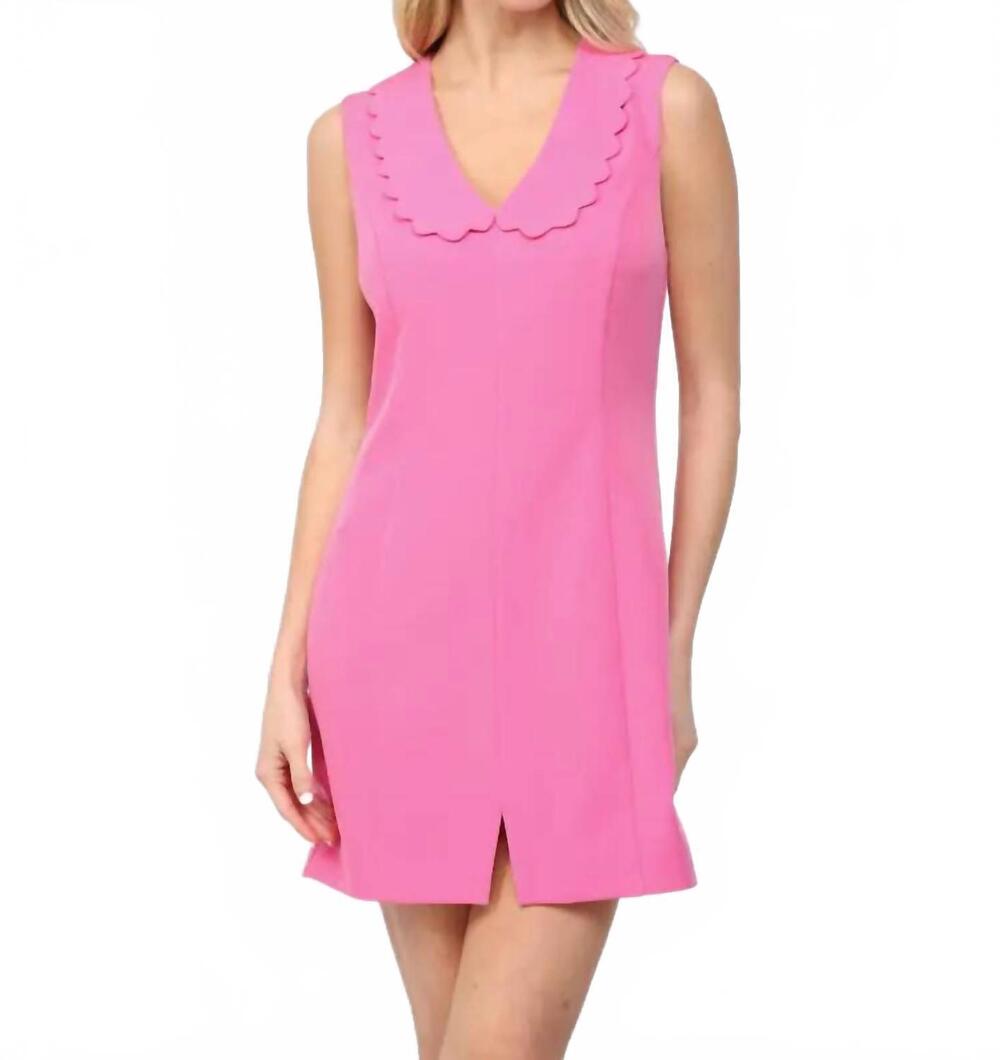 NEW FATE women's scalloped peter pan collar dress in pink